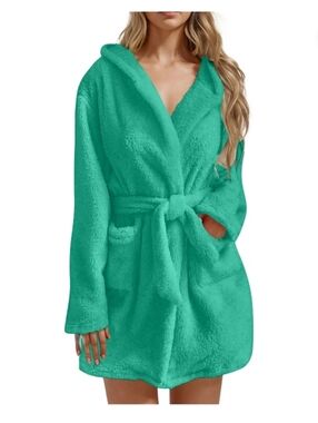 Woman's Long Sleeve Soft V-Neck Bathrobe